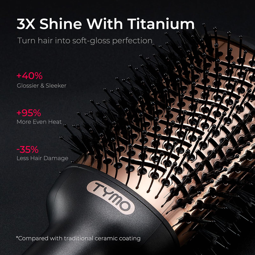 TYMO Hair Dryer Brush Blow Dryer Brush in One, 4 in 1 Ionic Hairdryer and Styler Volumizer with Oval Titanium Barrel, Hot Air Straightener for Smooth Frizz-Free Blowout, Gold, 2.85 Inch