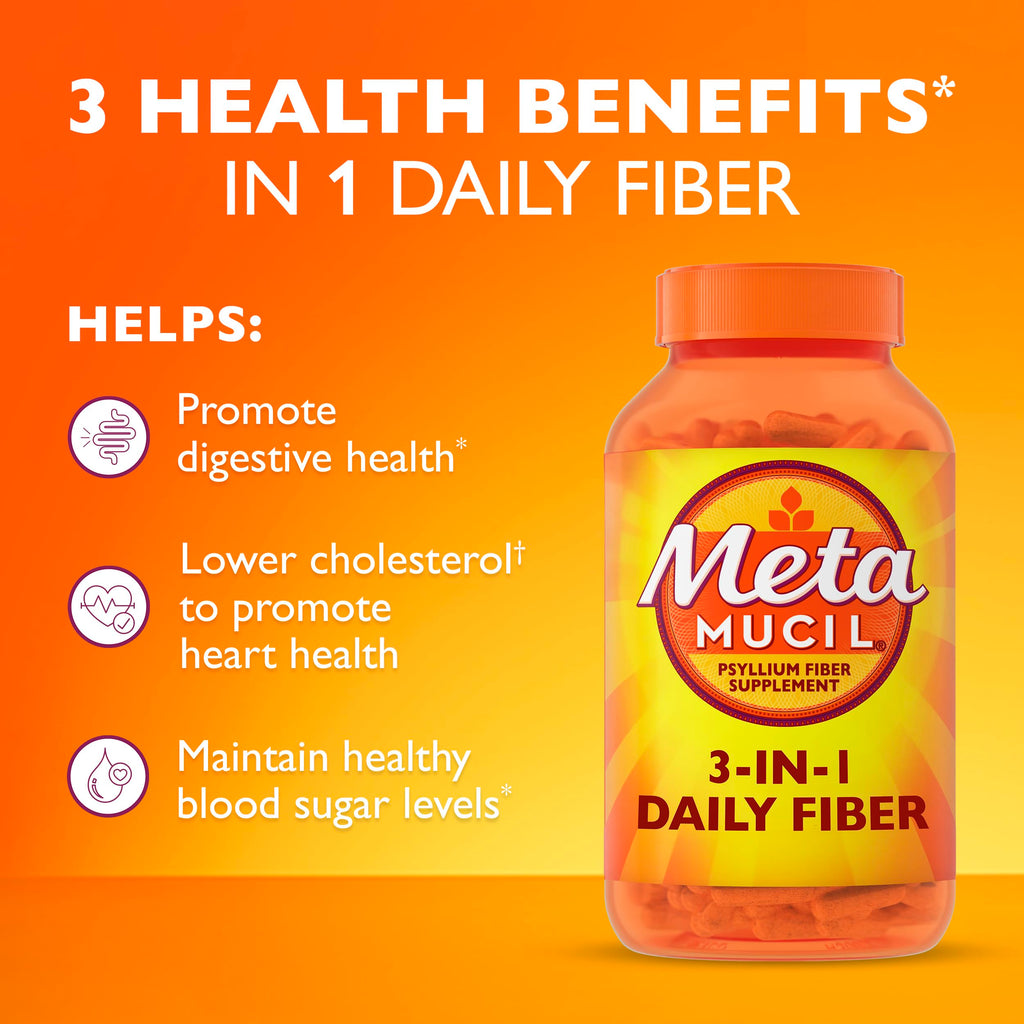 Metamucil, Psyllium Husk GLP-1 Friendly Fiber Capsules, 300 Capsules, 3-in-1 Fiber Supplement, Daily Psyllium Husk Fiber Capsules Help Support Digestive Health by Promoting Regularity*