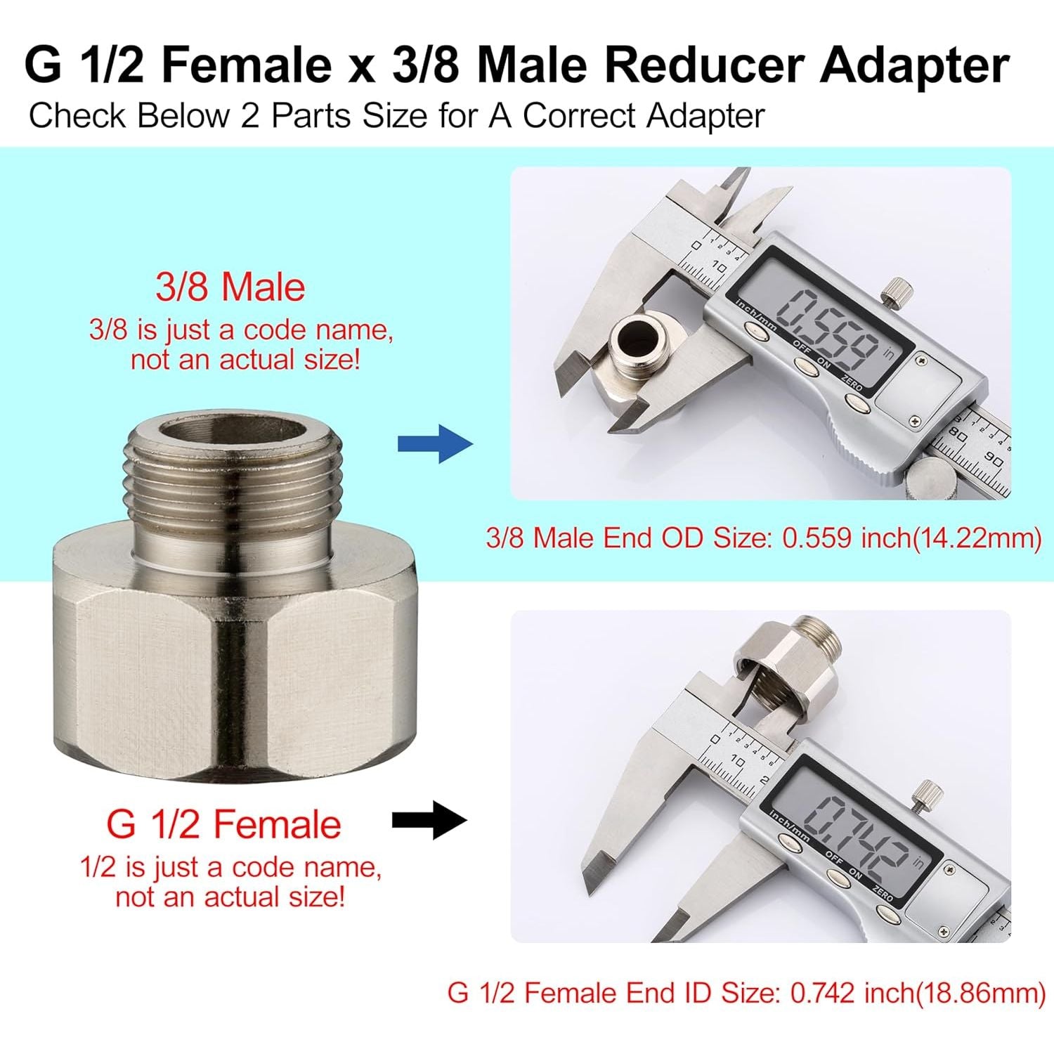 Buy now G 1/2 Female to 3/8 Male COMP Reducer Adapter, Brass Pipe Fittings Water Hose Adapter, Compression Fitting for Kitchen Bathroom Faucet, Pipe Connector with Rubber Washer,(2 Pack) at indiglob india