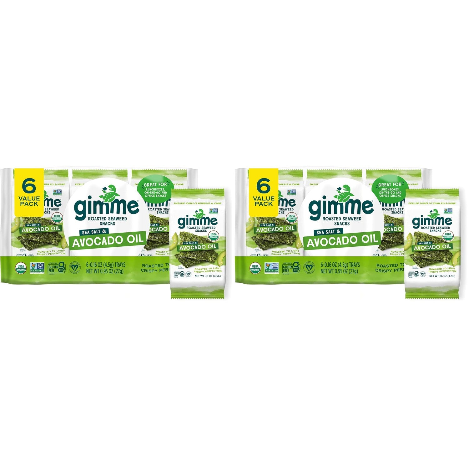Buy now Gimme Seaweed Organic Premium Roasted Seaweed Snacks, Sea Salt, 6 Count, Keto, Vegan, Gluten-Free, Great Source of Omega3s and Iodine, Healthy On-The-Go Snack for Kids and Adults 6 Count (Pack of 2) #2 Sea Salt & Avocado Oil at indiglob india