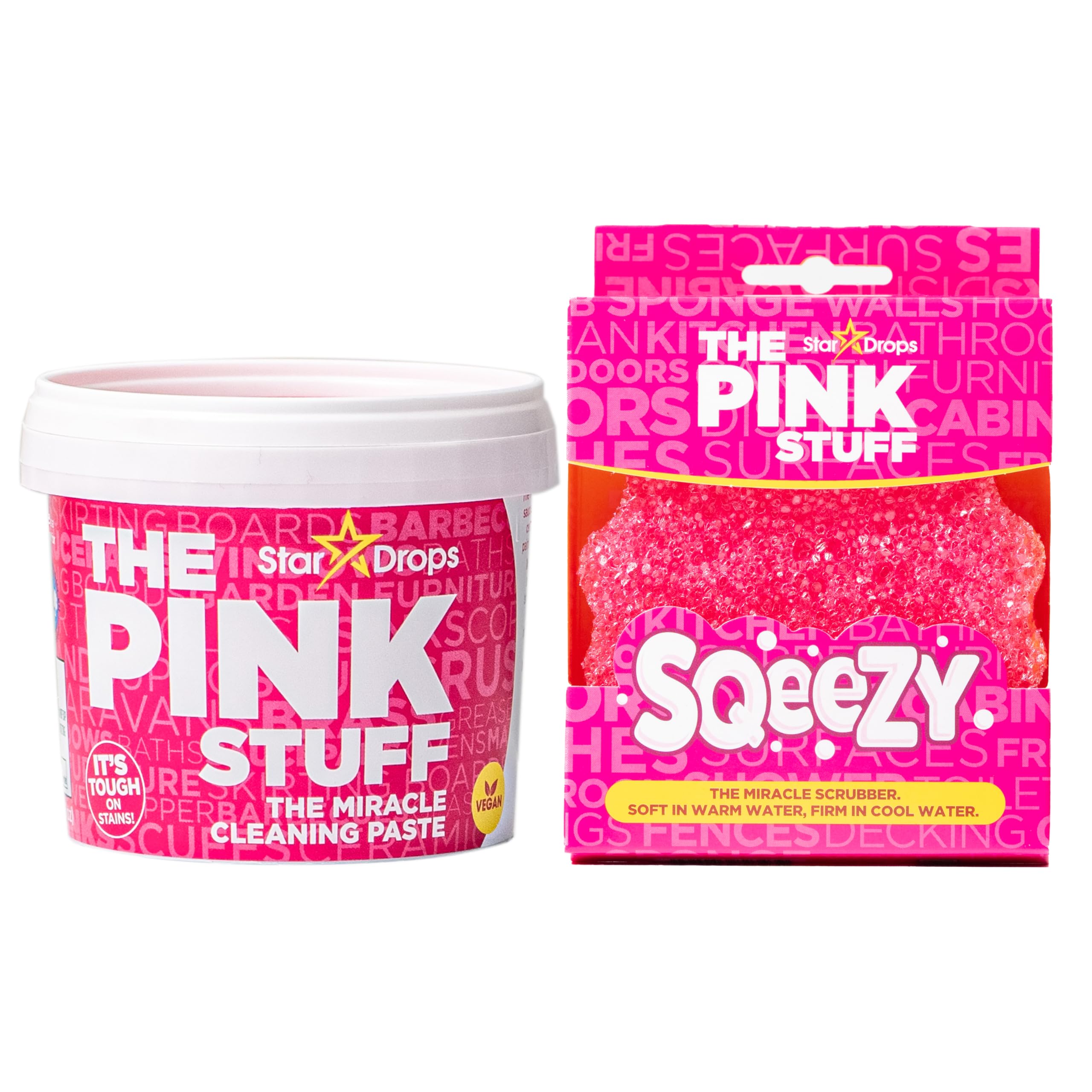 Buy now Stardrops - The Pink Stuff - The Miracle All Purpose Cleaning Paste 0.5 Ounce (Pack of 2) Cleaning Paste & SQeeZY Scrubber Sponge Bundle at indiglob india