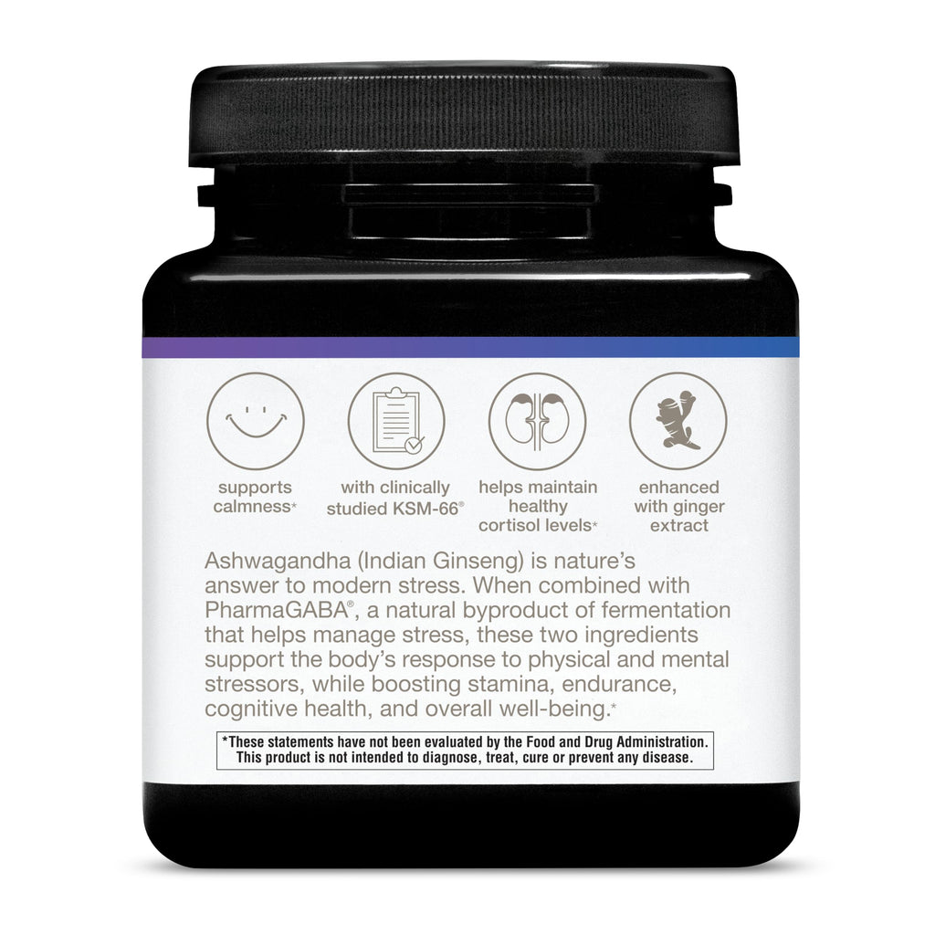 Youtheory Ashwagandha + GABA, 60 Vegetarian Capsules, 30-Day Supply | Adaptogenic Blend with Organic KSM-66 Ashwagandha and Ginger, Aids Stress Relief and Mood*, Supports Energy Levels*