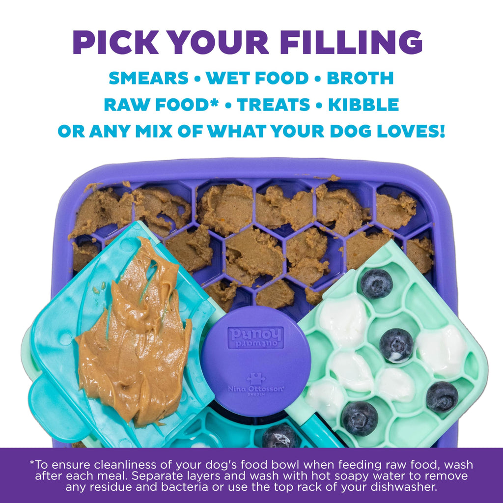 Outward Hound Nina Ottosson Lick N' Flip 3-in-1 Dog Toy Treat Puzzle, 7.4"