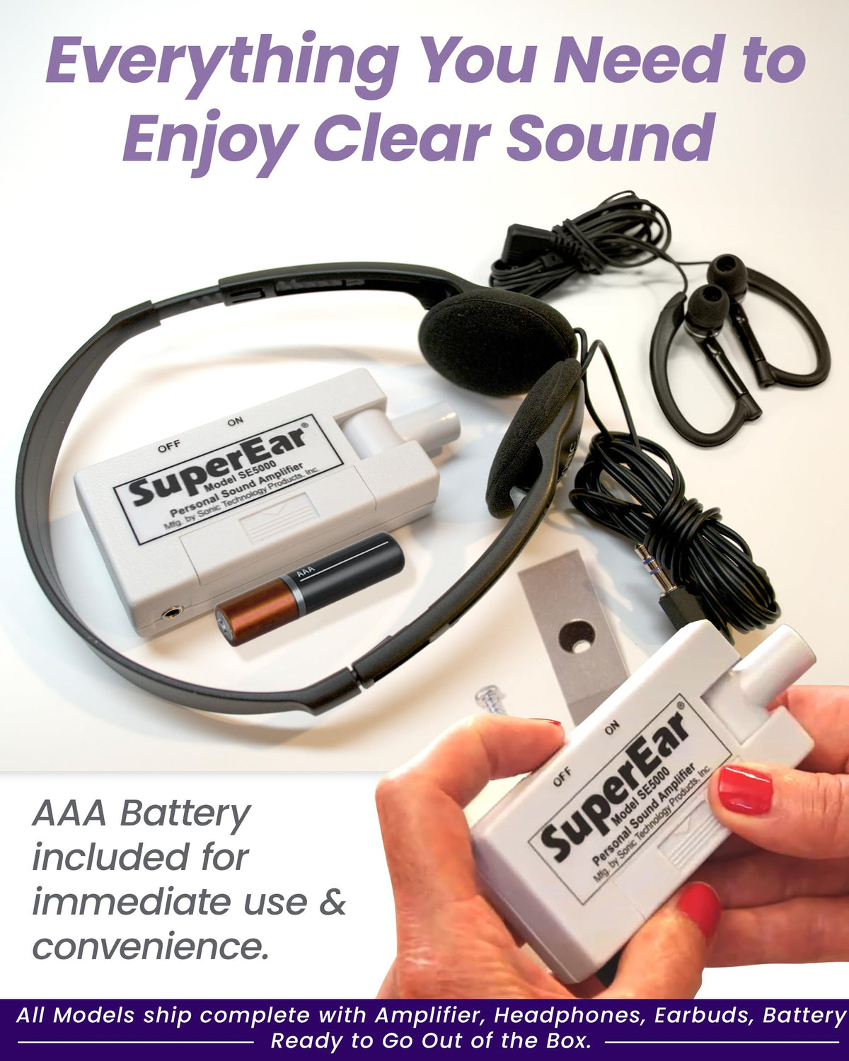 SuperEar SE5000 Hearing Amplifier for Seniors, Sound Amplifier, Headphones