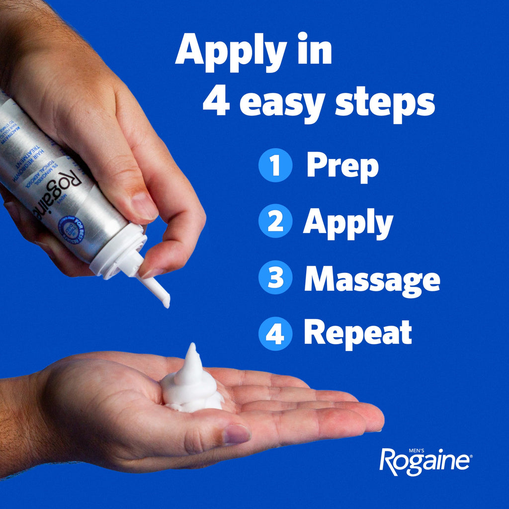 Men's Rogaine 5% Minoxidil Topical Foam, Unscented, 3 Mo Supply, 3x 2.11 Oz | Hair Regrowth Foam, Topical Hair Loss Treatment for Men, Regrow Fuller, Thicker Hair, Unscented, Aerosol, 3-Month Supply