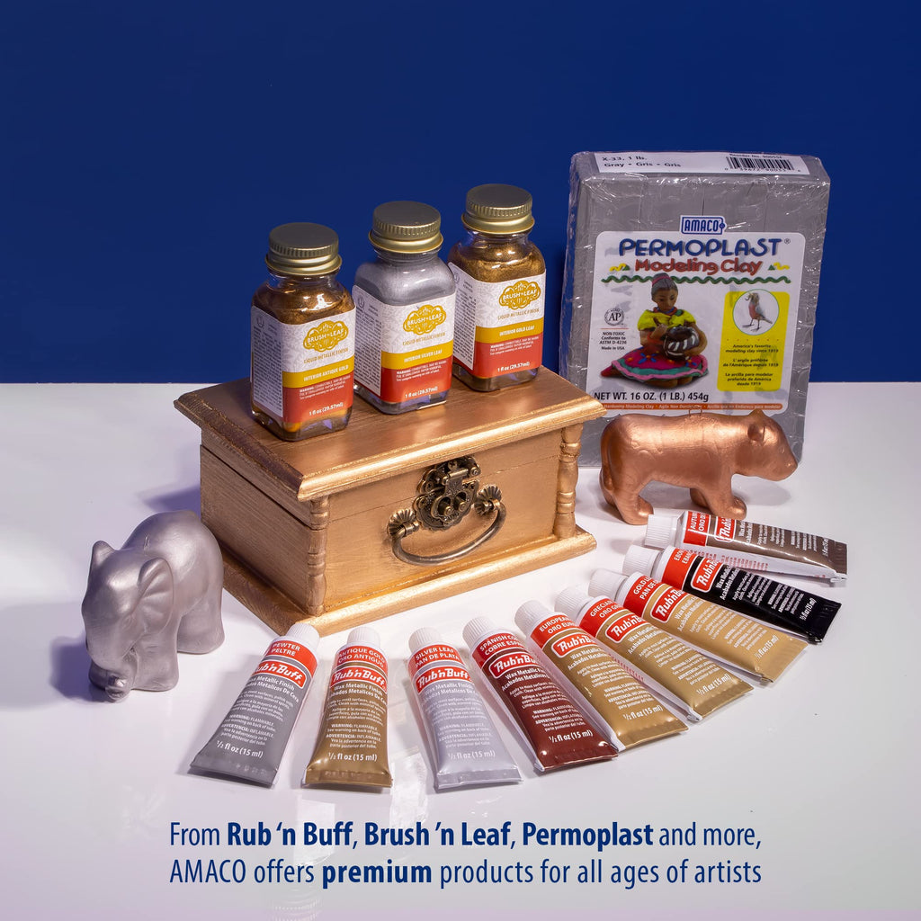 AMACO Rub n Buff Wax Metallic Finish - Rub n Buff European Gold 15ml Tube - Versatile Gilding Wax for Finishing Furniture Antiquing and Restoration - Rub and Buff Colors Single Tube