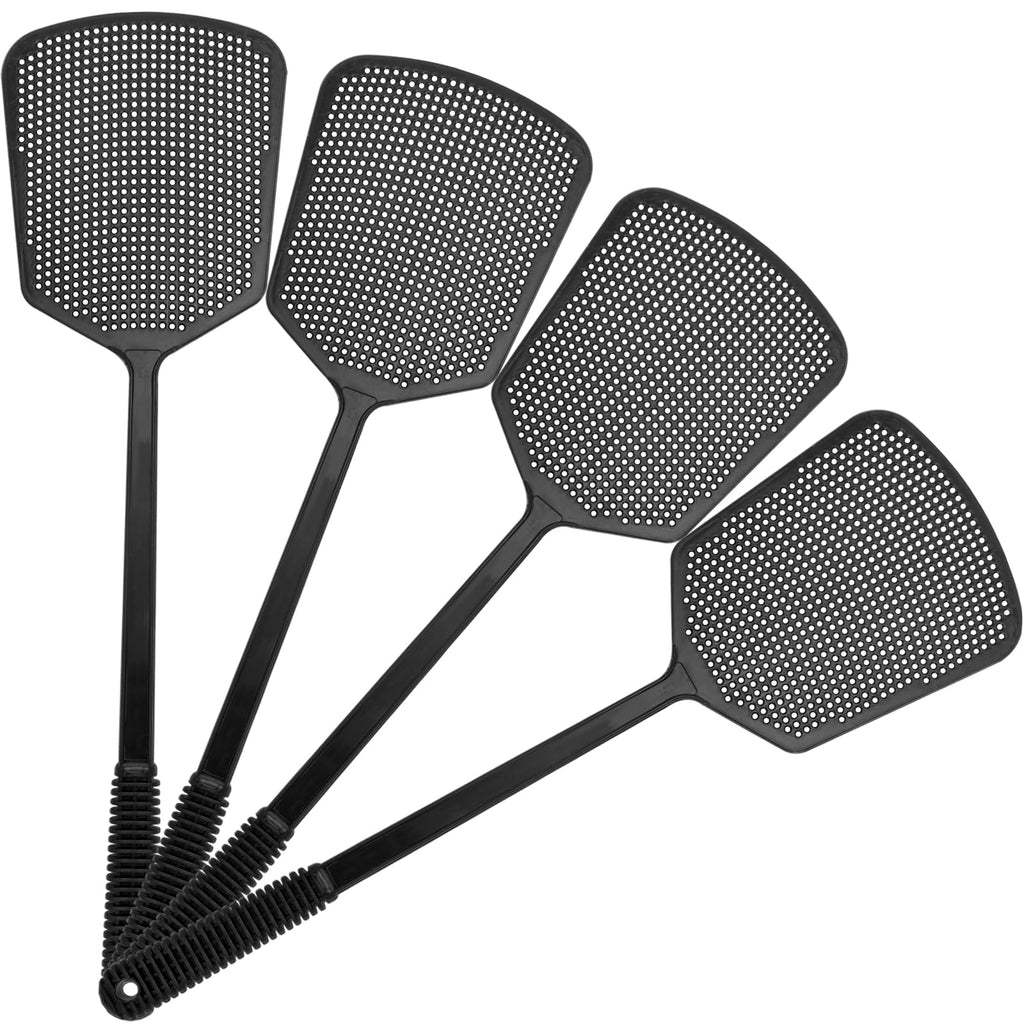 Fly Swatter, Indoor & Outdoor, Flexible Thick Handle, Large Durable Swat Head – Pack of 4