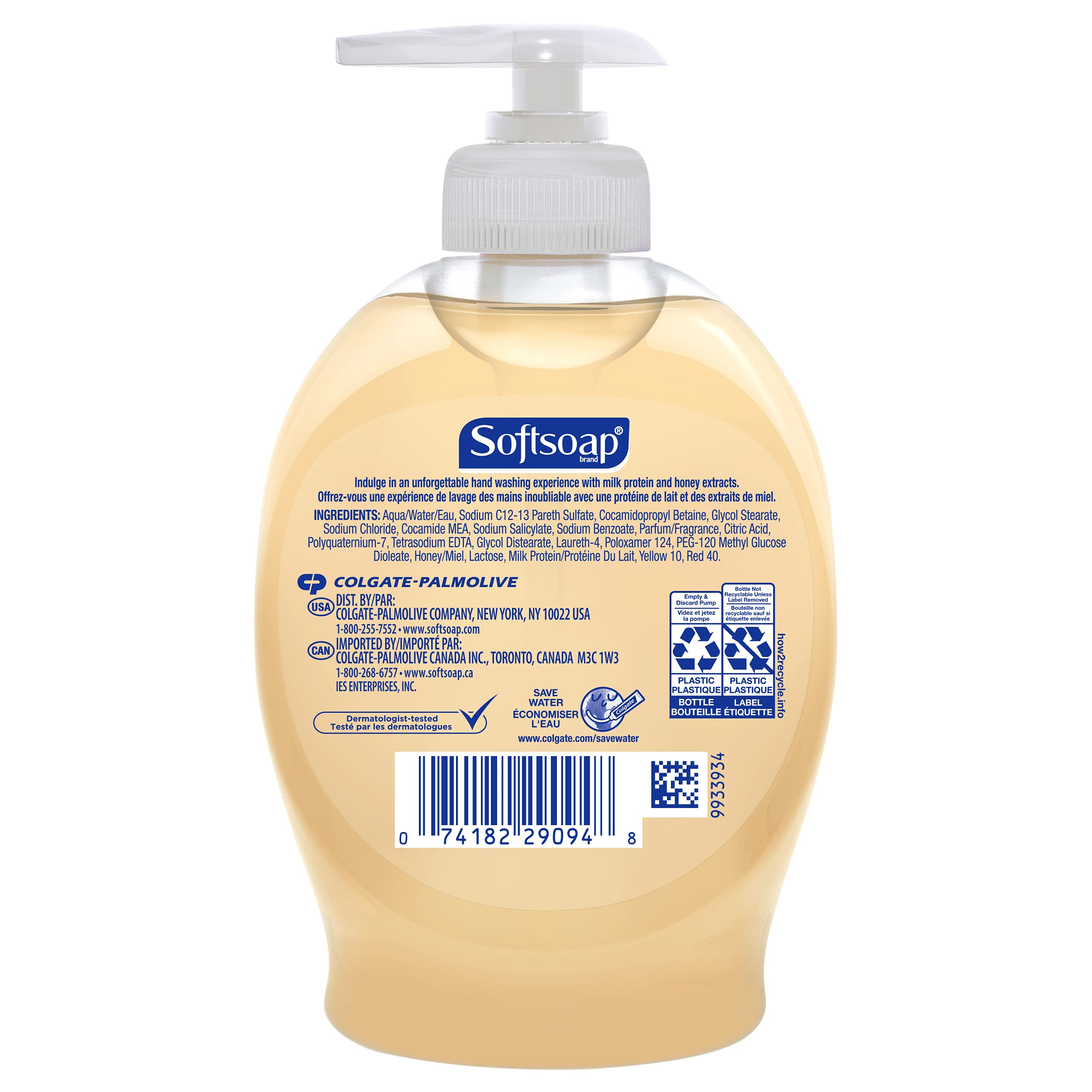 Softsoap Moisturizing Liquid Hand Soap, Milk and Honey, 7.5 Fluid Ounce, Pack of 6 (Package may vary) | Paraben-Free, Phthalate-Free, Washes Away Germs, Bathroom Hand Soap, Kitchen Hand Soap, Daily Handwashing, Gentle on Hands