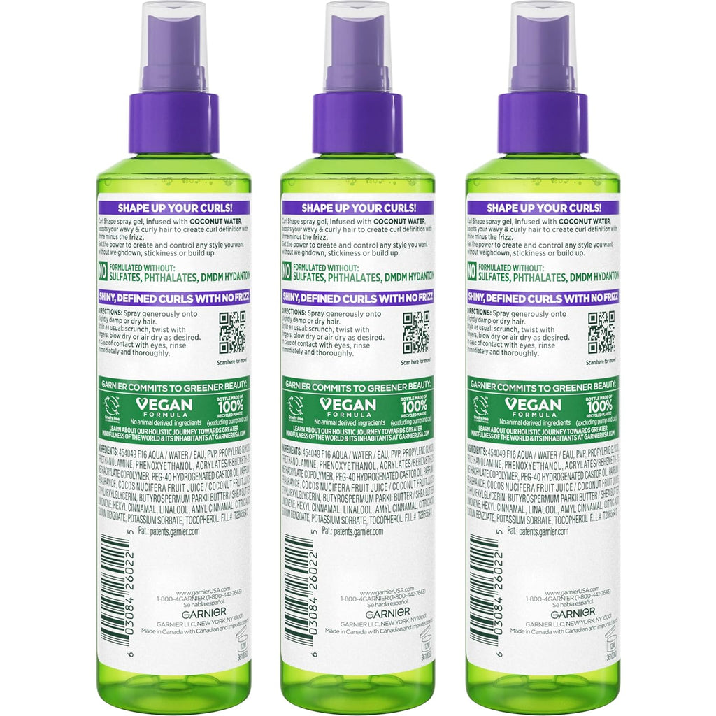 Buy now Garnier Fructis Style Curl Shape Defining Spray Gel for No Frizz, 8.5 Fl Oz, 3 Count (Packaging May Vary) at indiglob india