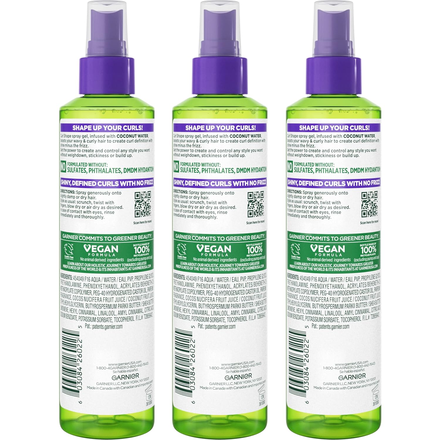 Buy now Garnier Fructis Style Curl Shape Defining Spray Gel for No Frizz, 8.5 Fl Oz, 3 Count (Packaging May Vary) at indiglob india