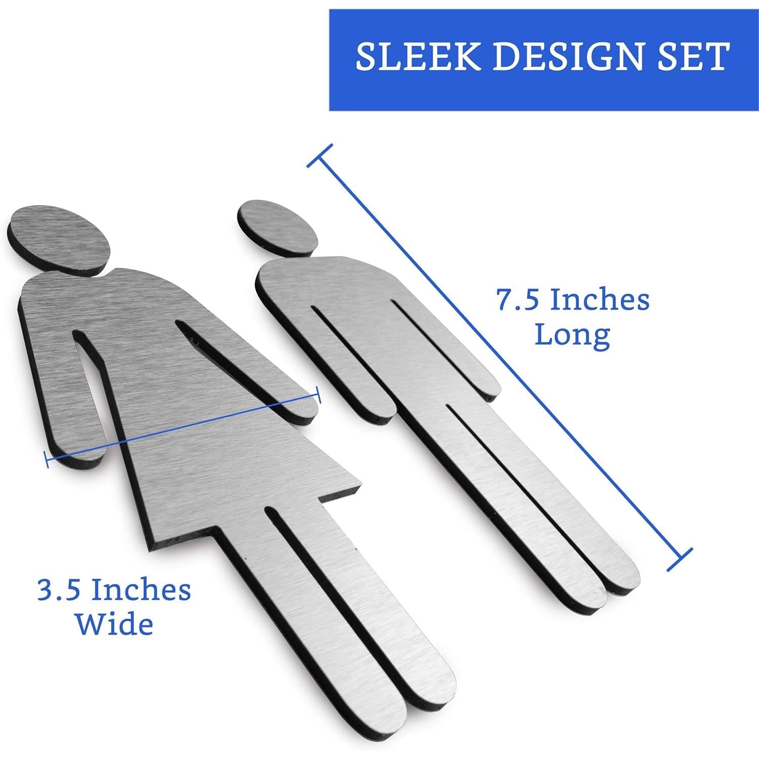 Buy now Brushed Aluminum Men's and Women's Bathroom Sign Figure Set - Men and Women Modern Restroom Sign - Bathroom Door Signs - Restroom Signs for Business - Bathroom Signage at indiglob india