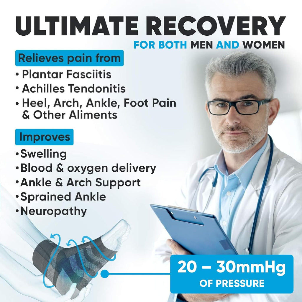 Buy now POWERLIX Plantar fasciitis socks for Neuropathy (Pair) for Women & Men, Ankle Brace Support, Toeless Compression Socks & Foot Sleeve for Arch & Heel Pain Relief - Treatment & Everyday Use at indiglob india