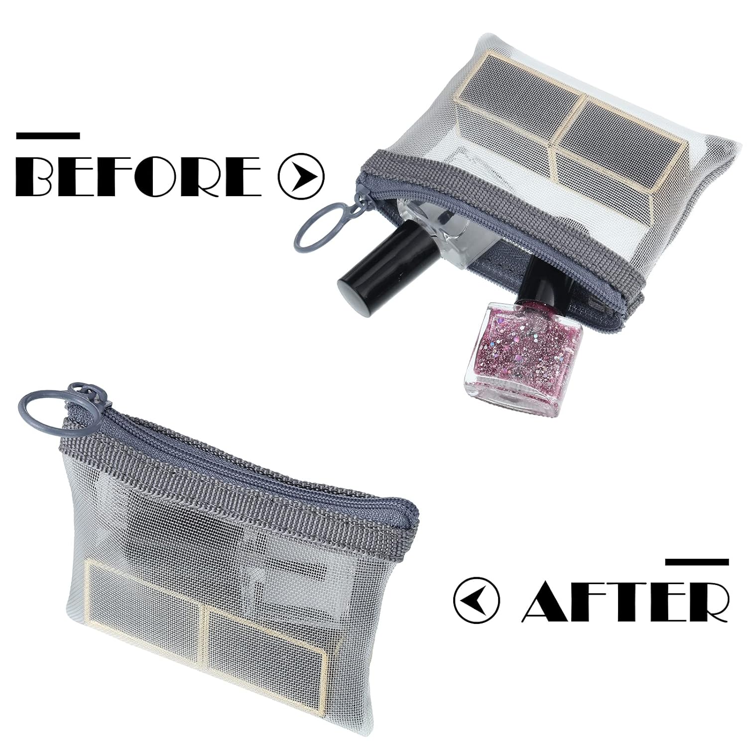Buy now Frienda 10 Pcs Small Mesh Bags with Zipper Mini Zipper Mesh Bags Nylon Cosmetic Coin Purse Pouches Portable Reusable Storage Pouch with Keychain for Women Home Travel(3 x 4 Inch,Grey) at indiglob india