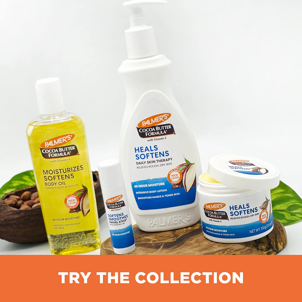 Palmer's Cocoa Butter Lip Balm & Face Body Moisturizer Sticks (Pack of 3) | Face and Body Swivel Stick with Vitamin E, Softens and Smooths, Suitable for Treating Dry Skin Patches, Scars, Marks