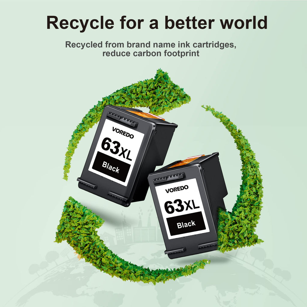 63XL Black Ink Cartridges Replacement for HP Ink 63 Black Ink Cartridges