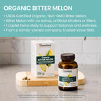 Himalaya USDA Organic Bitter Melon Capsules, 660 mg, 60 Caplets, 2 Pack | Herbal Gluocose Metabolism Support ,Bitter Melon Extract, - Non-GMO, Vegan, Gluten Free Additive Free, Clinically Studied