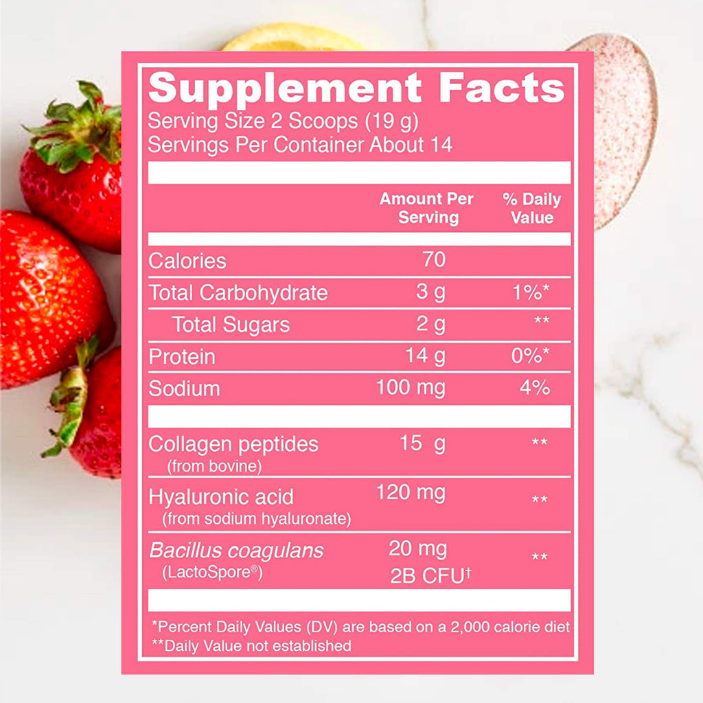 Buy now Vital Proteins Beauty Collagen (Strawberry Lemon, Canister) - 120mg of Hyaluronic Acid and 15g of Collagen Per Serving at indiglob india