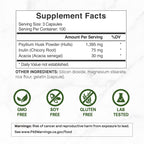 Psyllium Husk 1500mg Per Serving, 300 Capsules – 3 in 1 Fiber Supplement with Inulin & Acacia Complex – Natural Soluble Fiber, Supports Digestive Health* – Plant Based, Non-GMO