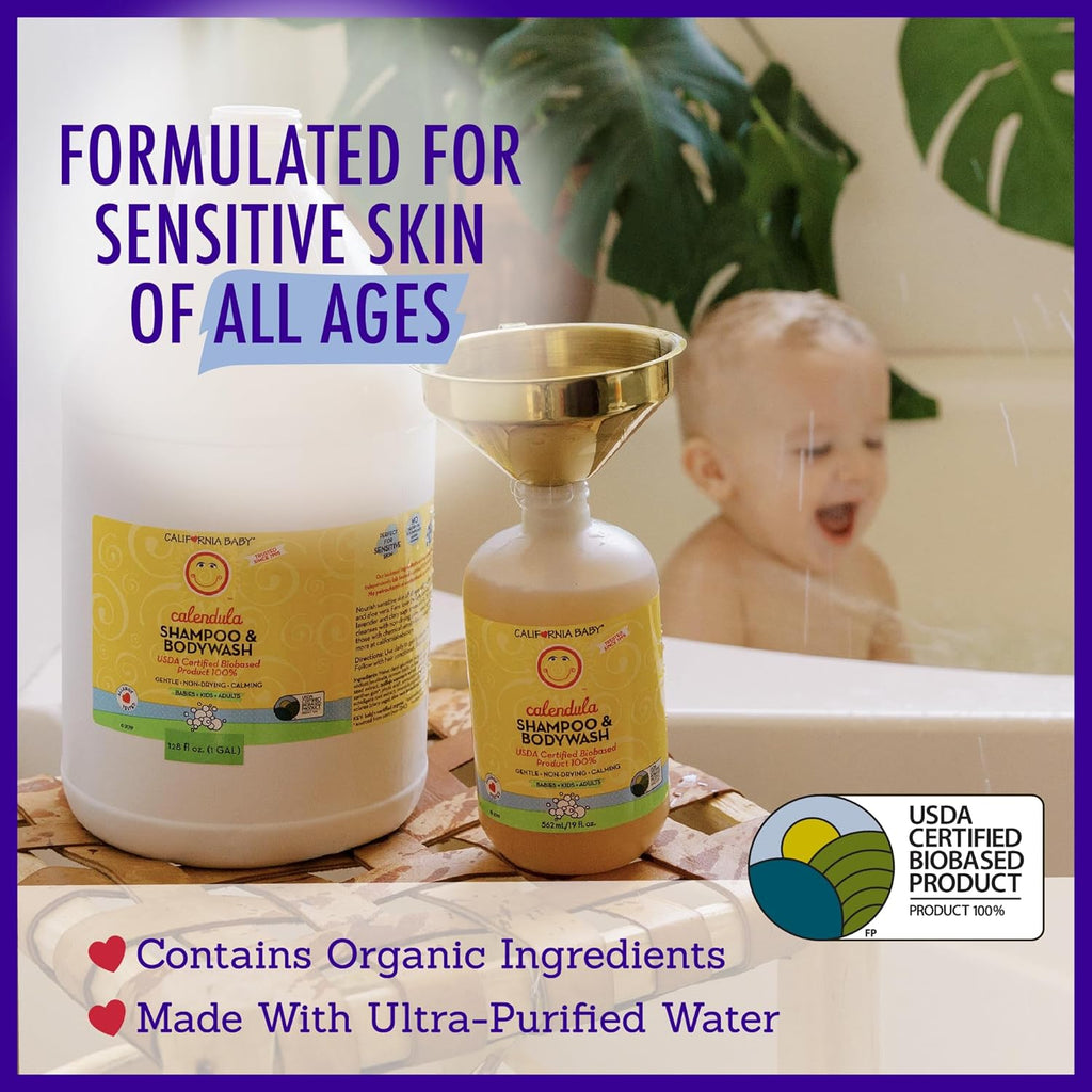 Buy now California Baby Calendula Shampoo and Body Wash - Allergy tested Baby Soap and Toddler Shampoo, for Dry, Sensitive Skin, 100% Plant-Based - USDA Certified, 251 mL / 8.5 fl. oz. (Pack of 1) at indiglob india