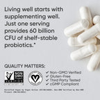 Sports Research® Daily Probiotics 60 Billion CFU w/Prebiotics, 30 Count | 12 Lacto & Bifido Strains for Gut & Digestive Support - Vegan, Non-GMO & Gluten Free