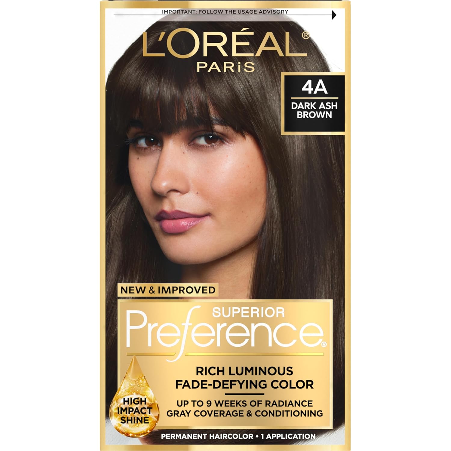 Buy now L'Oreal Paris Superior Preference Luminous Fade-Defying Permanent Hair Color, Hair Dye For Up to 9 Weeks of Radiance, Light Ash Blonde 9A, 1 Hair Dye Kit 4A Dark Ash Brown 1 Count (Pack of 1) at indiglob india
