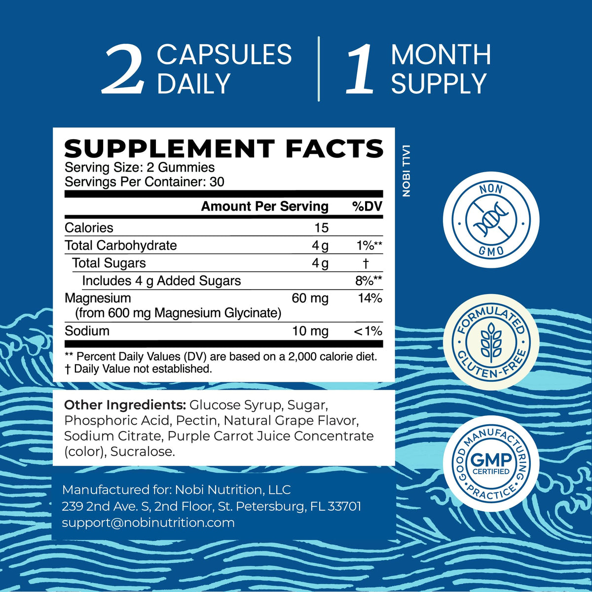 Magnesium Glycinate Gummies 600MG, Sleep, Calm & Relaxation Support, 60 Ct