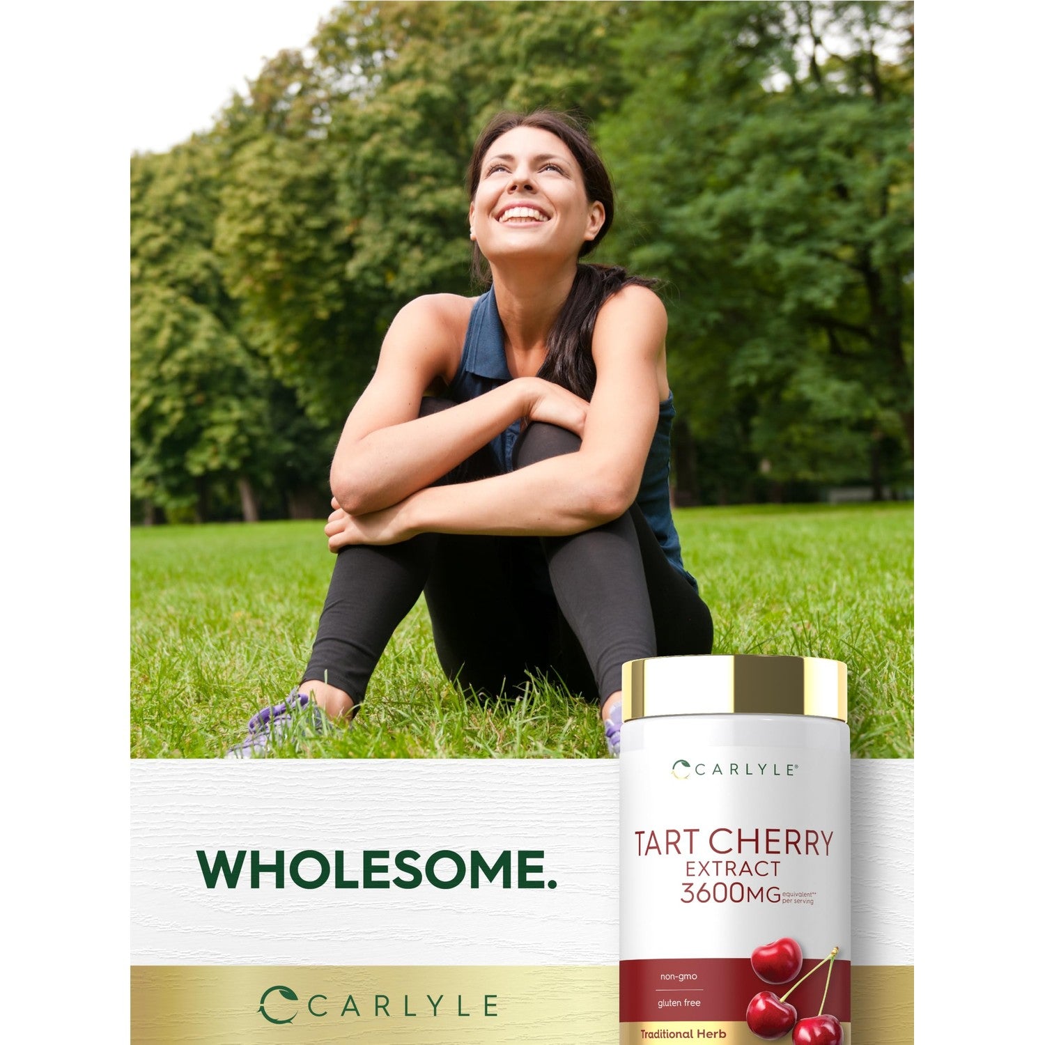 Carlyle Tart Cherry Extract Capsules | 200 Count | Non-GMO and Gluten Free Formula | Traditional Herb Supplement