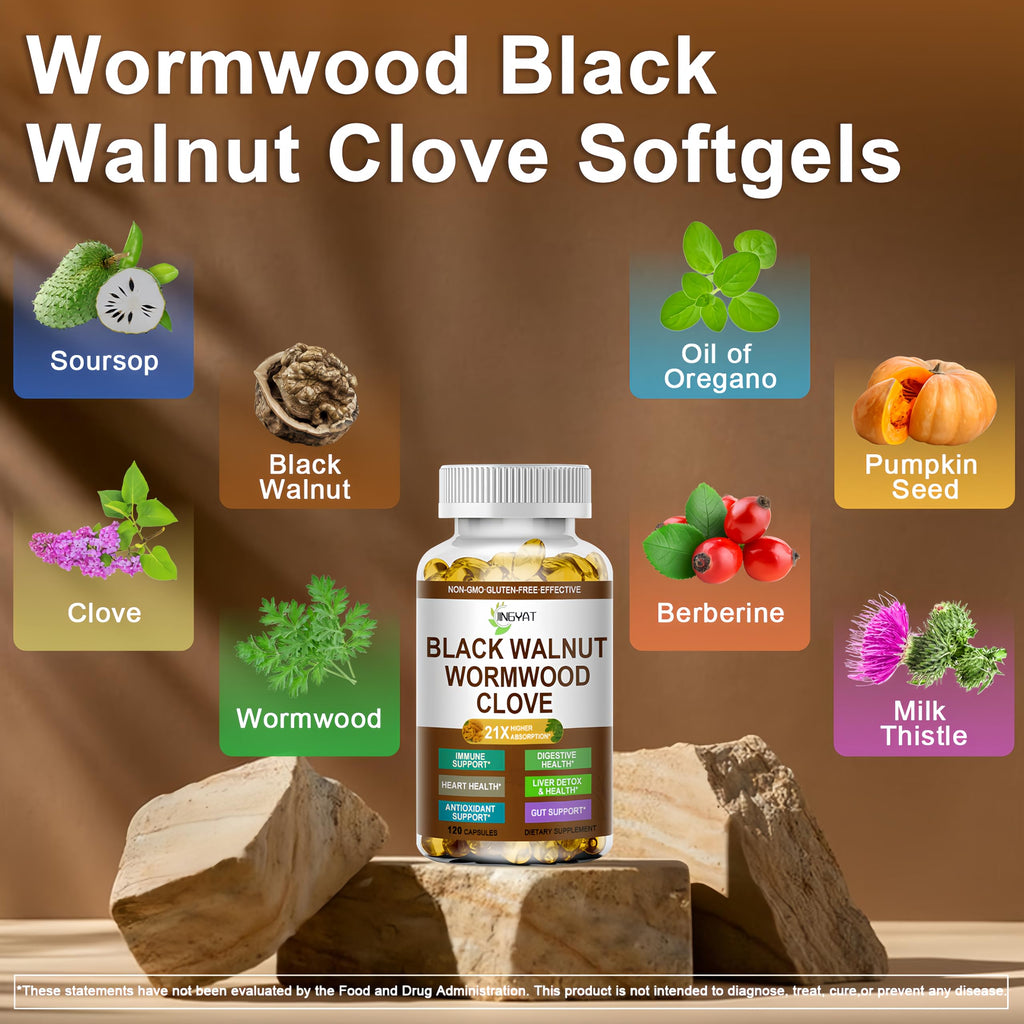 Wormwood Black Walnut Cleanse for Humans - High Absorption Wormwood Black Walnut Cloves Softgels for Digestive Cleanse Detox - Soursop Pumpkin Seed Oil of Oregano Turmeric Berberine - Non-GMO
