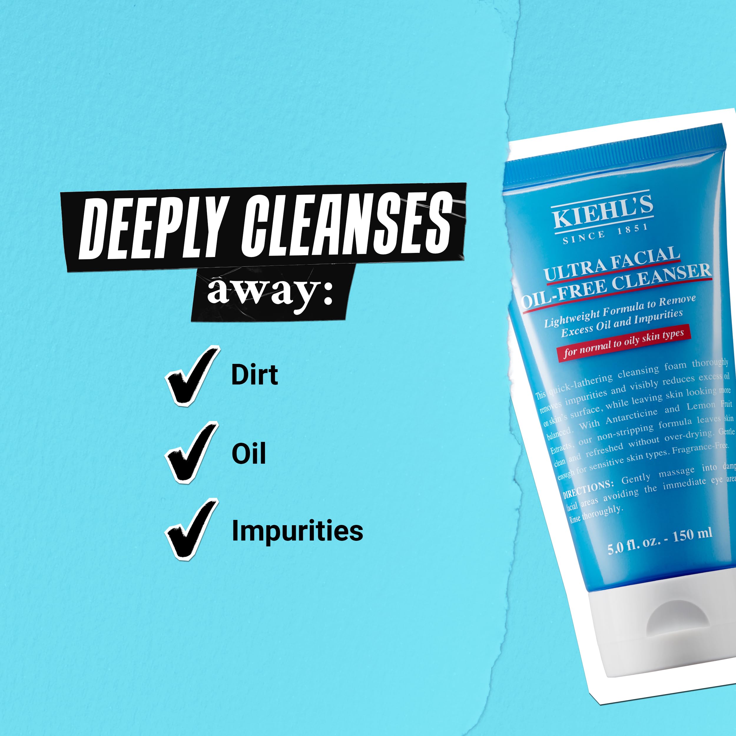 Buy now Kiehl's Ultra Facial Oil-Free Cleanser, Foaming Face Wash for Oily to Normal Skin, Visibly Reduces Excess Oil, with Desert Plant and Lemon Fruit Extracts, Paraben-free, Fragrance-free - 5.0 fl oz at indiglob india