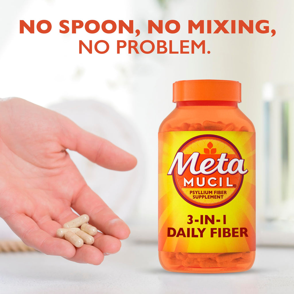 Metamucil, Psyllium Husk GLP-1 Friendly Fiber Capsules, 300 Capsules, 3-in-1 Fiber Supplement, Daily Psyllium Husk Fiber Capsules Help Support Digestive Health by Promoting Regularity*