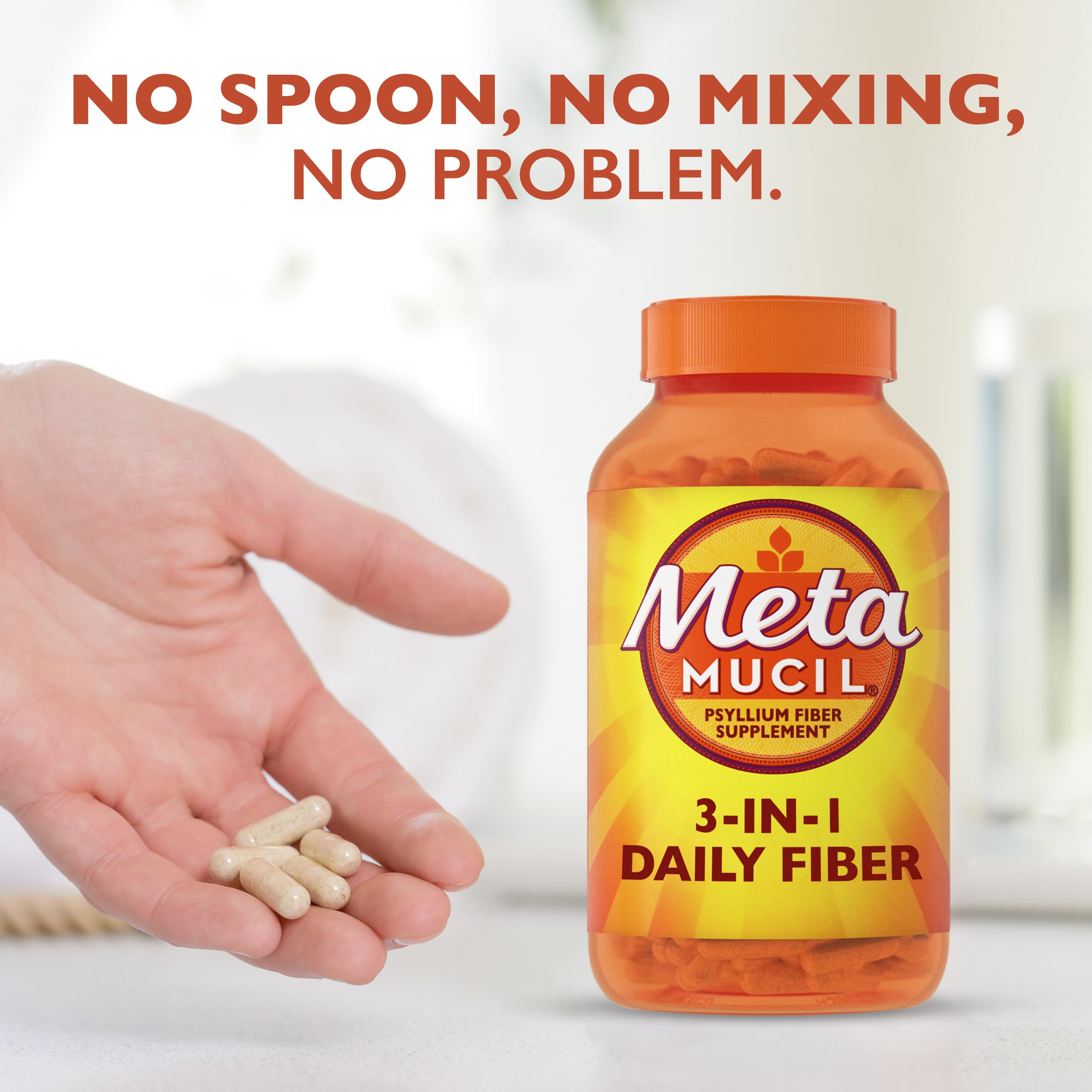 Metamucil, Psyllium Husk GLP-1 Friendly Fiber Capsules, 300 Capsules, 3-in-1 Fiber Supplement, Daily Psyllium Husk Fiber Capsules Help Support Digestive Health by Promoting Regularity*