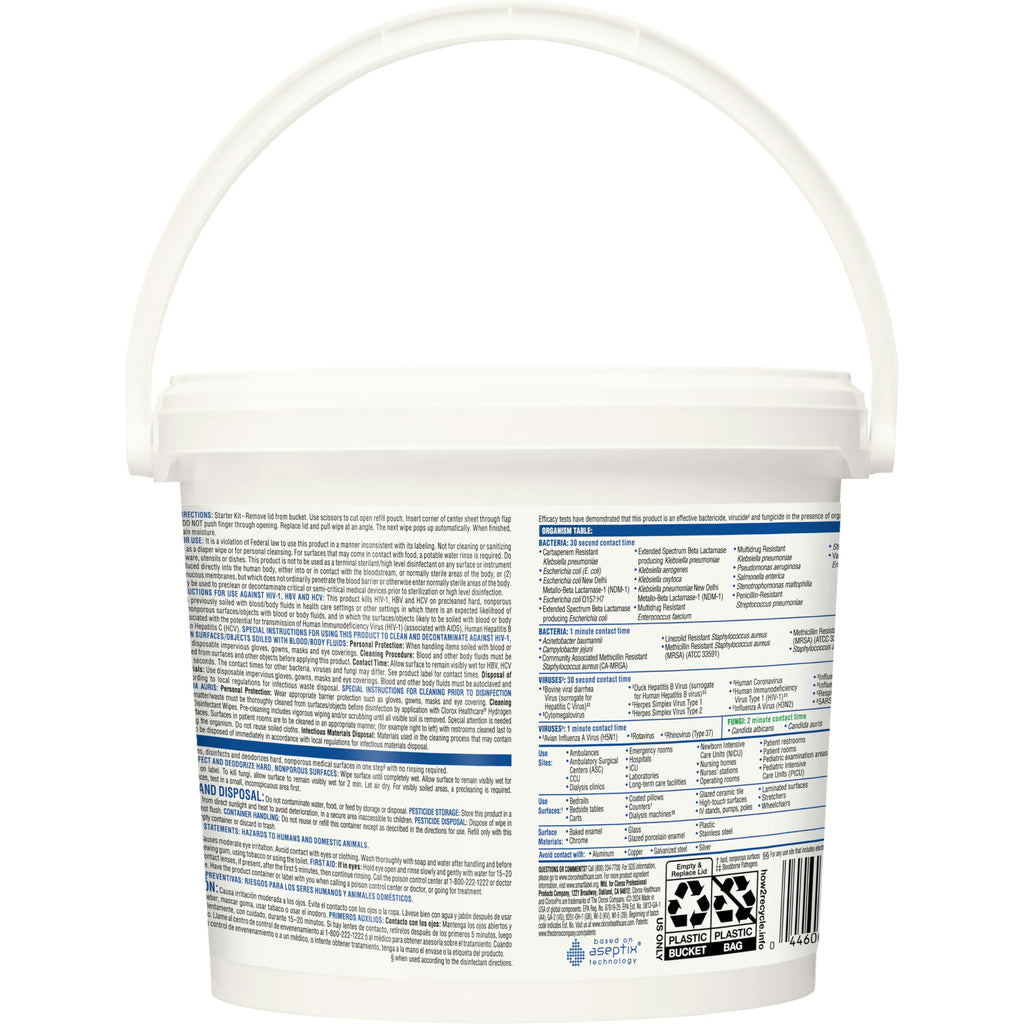 Buy now Clorox Healthcare Hydrogen Peroxide Cleaner Disinfectant Wipes, 12" x 11", Bucket, 185 Count (Package May Vary) at indiglob india