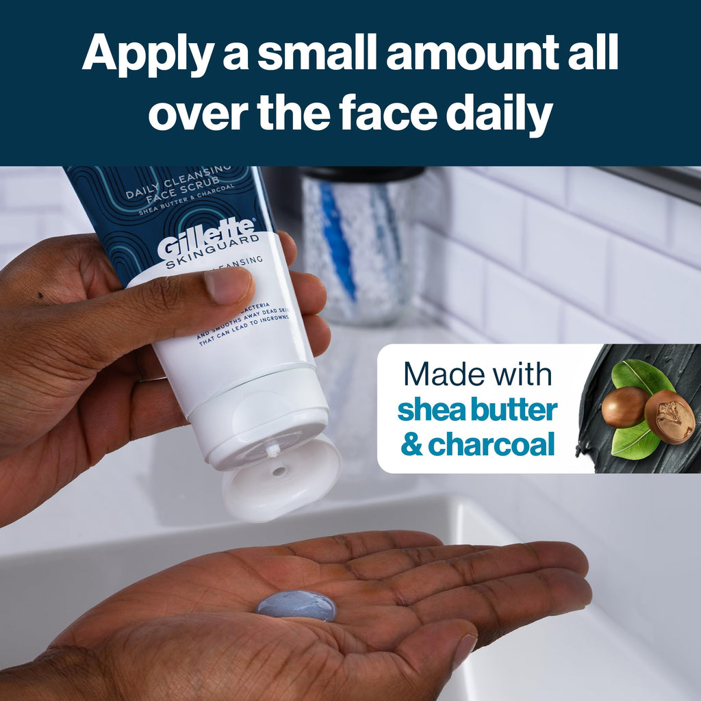 Buy now Gillette SkinGuard Face Scrub for Men, 5 oz Daily Cleansing Exfoliating Face Scrub with Shea Butter and Charcoal at indiglob india