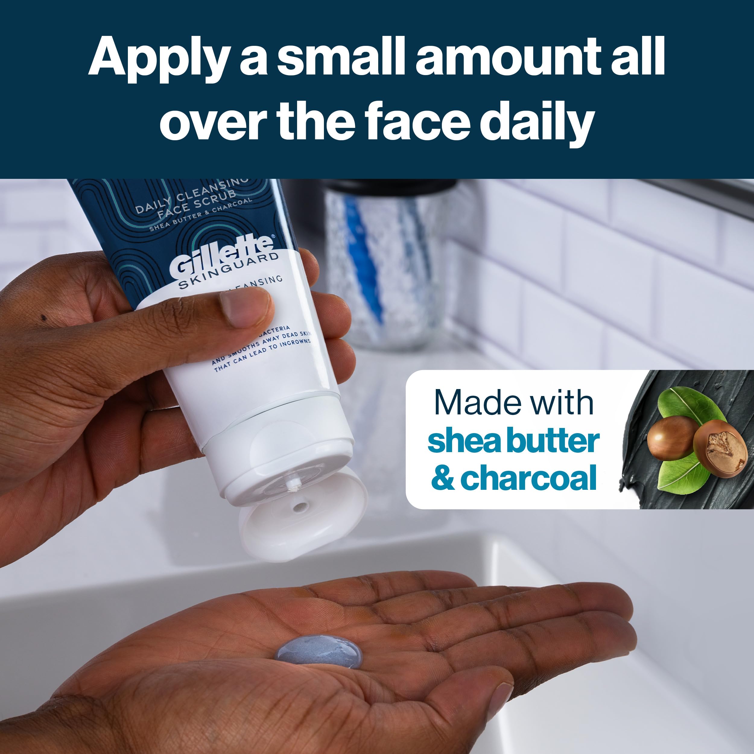 Buy now Gillette SkinGuard Face Scrub for Men, 5 oz Daily Cleansing Exfoliating Face Scrub with Shea Butter and Charcoal at indiglob india