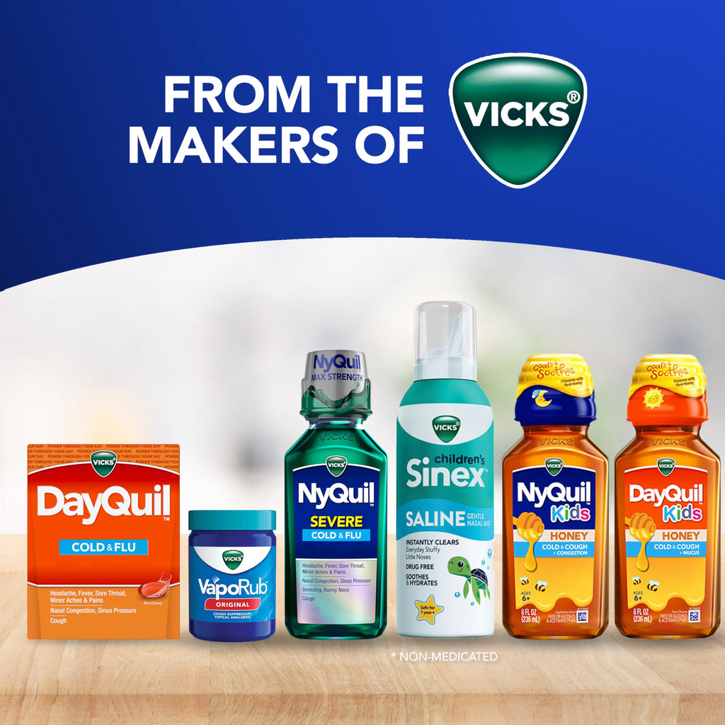 Buy now VICKS Kids DayQuil & NyQuil Cold & Cough Relief Liquid Co-Pack, Free of Artificial Dyes & Sugar, Multi-Symptom Relief of Cough, Sneezing, Runny Nose, Mucus, and Chest Congestion, for Ages 6+, 2x6oz at indiglob india