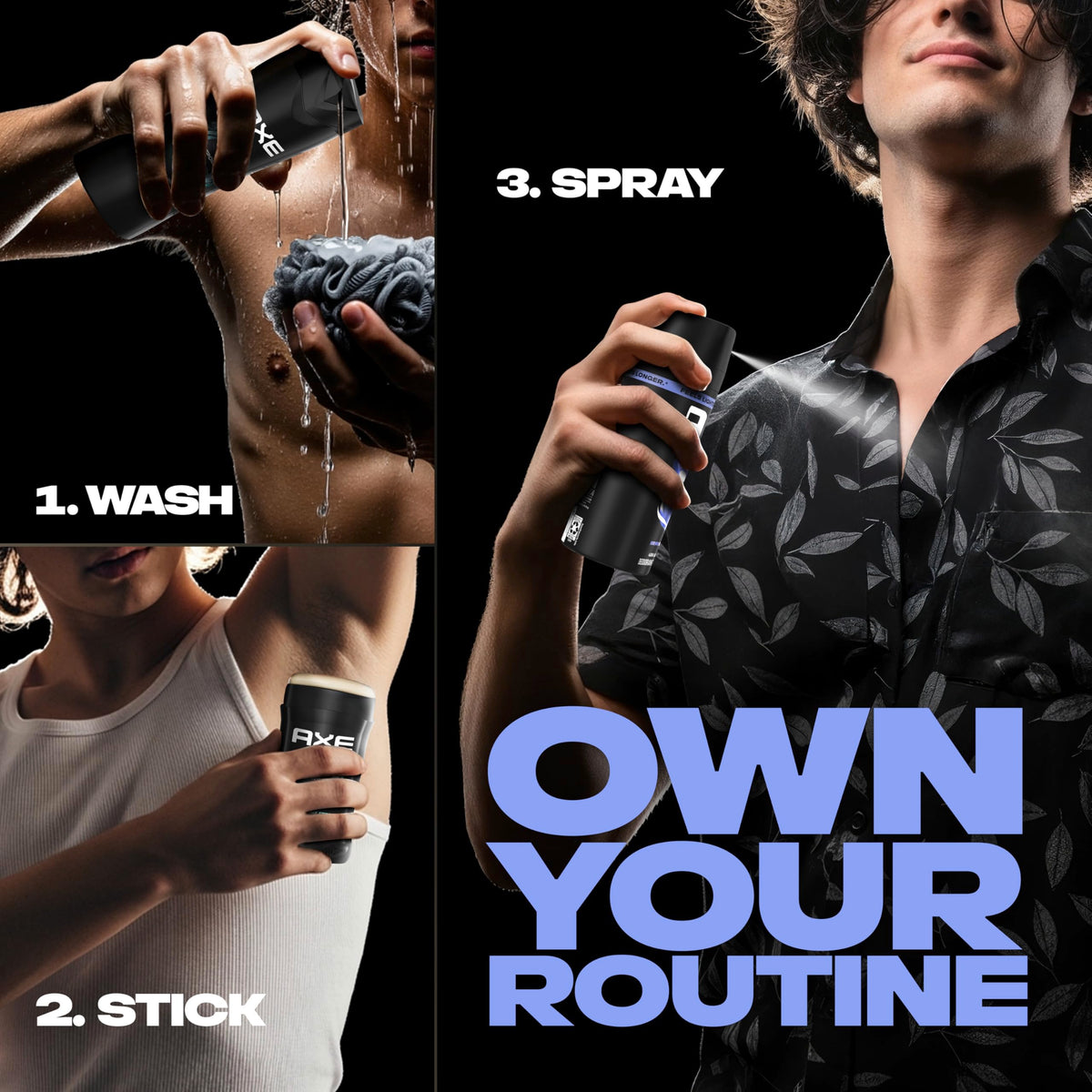 AXE Body Spray Phoenix 4 Count Apollo 48 Hour All Over Fresh 2.9 oz