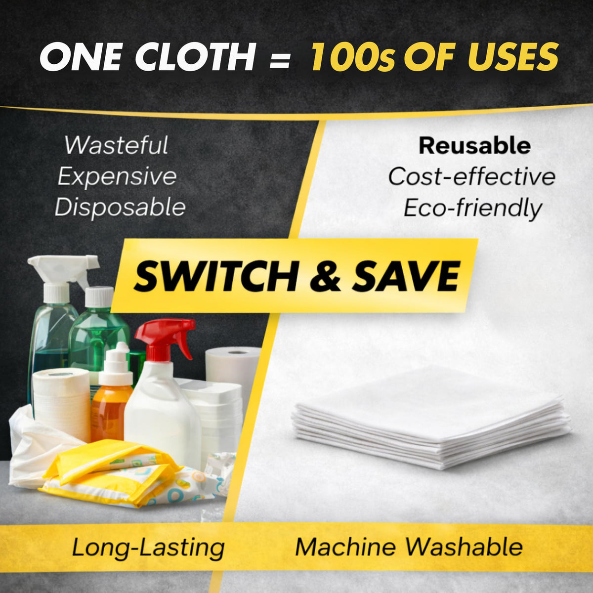 Microfiber Magic Cloth, Streak-Free Glass & Window Cleaning Cloth, 3-Pack
