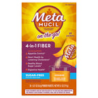 Metamucil On-The-Go, Psyllium Husk Fiber Supplement, 4-in-1 Fiber for Digestive Health, Sugar Free, Orange Flavor, 30 Count x 2 Packs (60 Count Total)