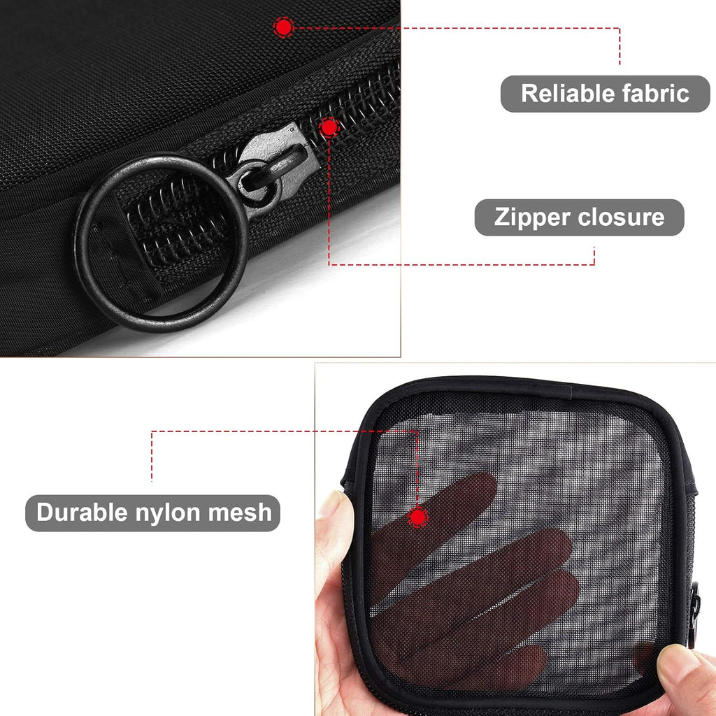 Buy now Weewooday 4 Pcs Mesh Makeup Bag Mesh Cosmetic Bag Travel Toiletry Pouch with Zipper Mini Makeup Cosmetic Purse for Daily Accessory(Small,Black) at indiglob india
