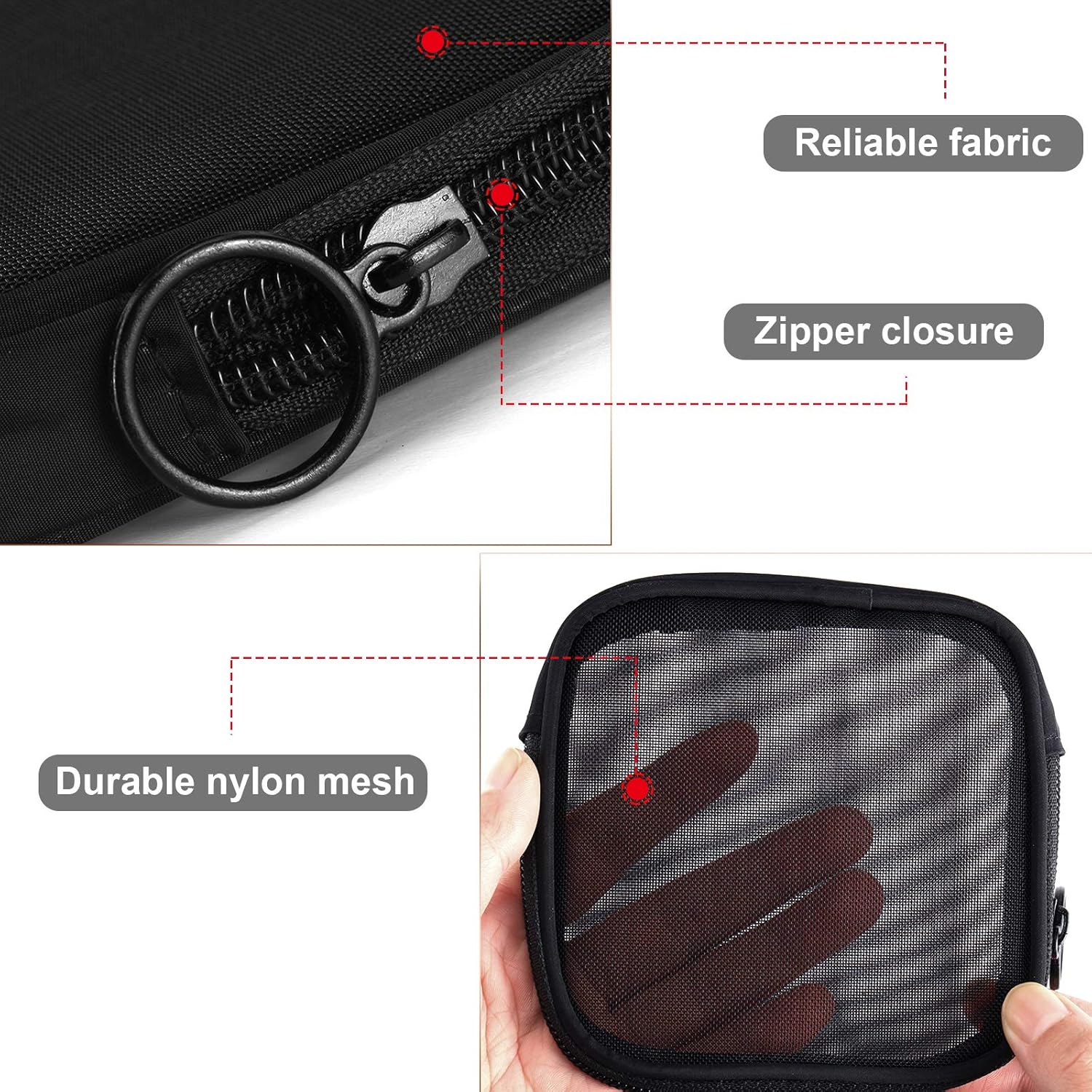 Buy now Weewooday 4 Pcs Mesh Makeup Bag Mesh Cosmetic Bag Travel Toiletry Pouch with Zipper Mini Makeup Cosmetic Purse for Daily Accessory(Small,Black) at indiglob india