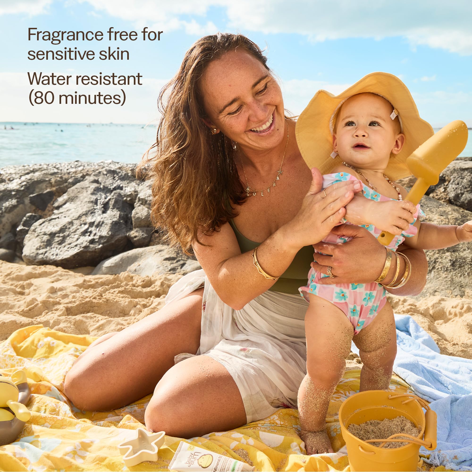 Baby Bum SPF 50 Sunscreen Lotion - Mineral UVA/UVB Face and Body Protection for Sensitive Skin - Hawaii 104 Act Compliant (Made without Octinoxate & Oxybenzone) - Travel Size - 3 oz