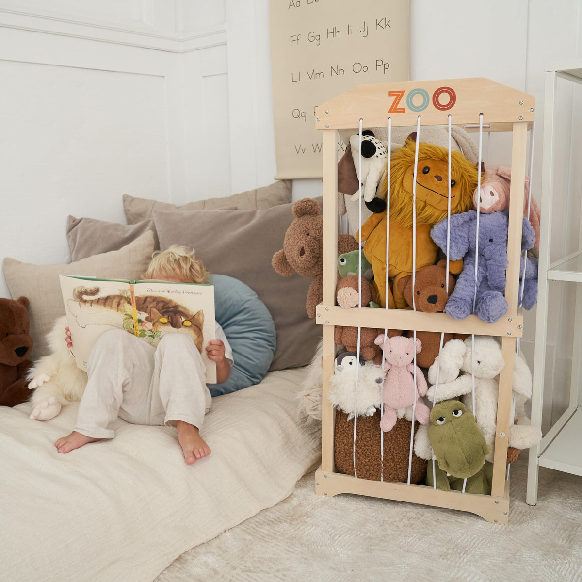 Wooden Stuffed Animal Storage for Kids - Large Toy Organizer & Holder