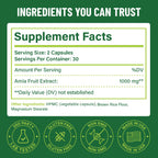 Organic Amla Capsules 1000mg – Indian Gooseberry Supplement for Antioxidant Support, Digestive Health & Natural Energy – Organic Amla Fruit Powder, 60 Capsules