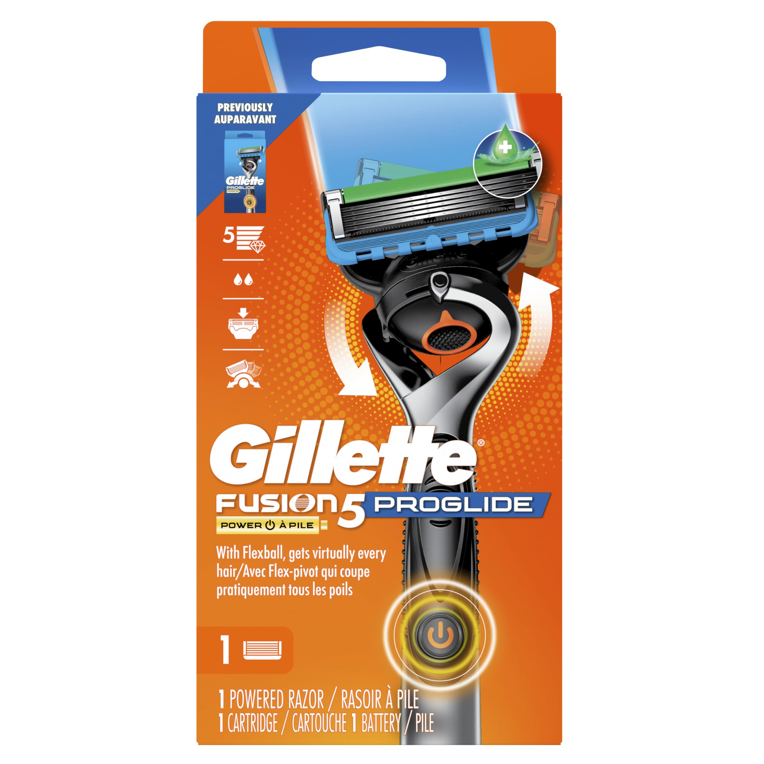 Buy now Gillette ProGlide Power Razor for Men, 1 Gillette Power Razor Handle + 1 Blade Refill at indiglob india