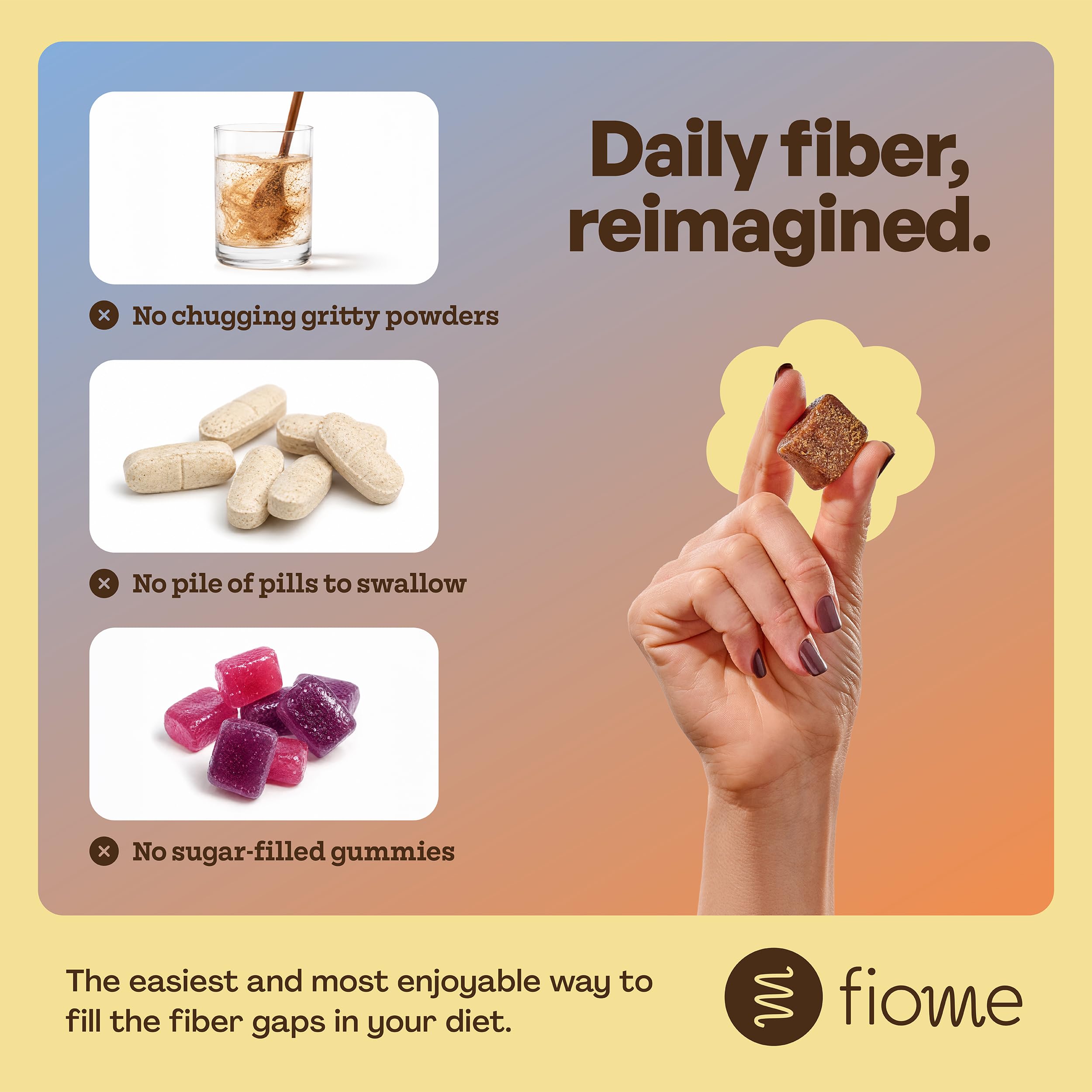 Fiome Fiber Bites, 5g Daily Fiber Supplement, Vanilla Bean, 30 Servings | Daily Fiber Bite, GLP-1 Support, All Natural Ingredients, No Added Sugar, Prebiotic Fiber, Supports Regularity and Digestion