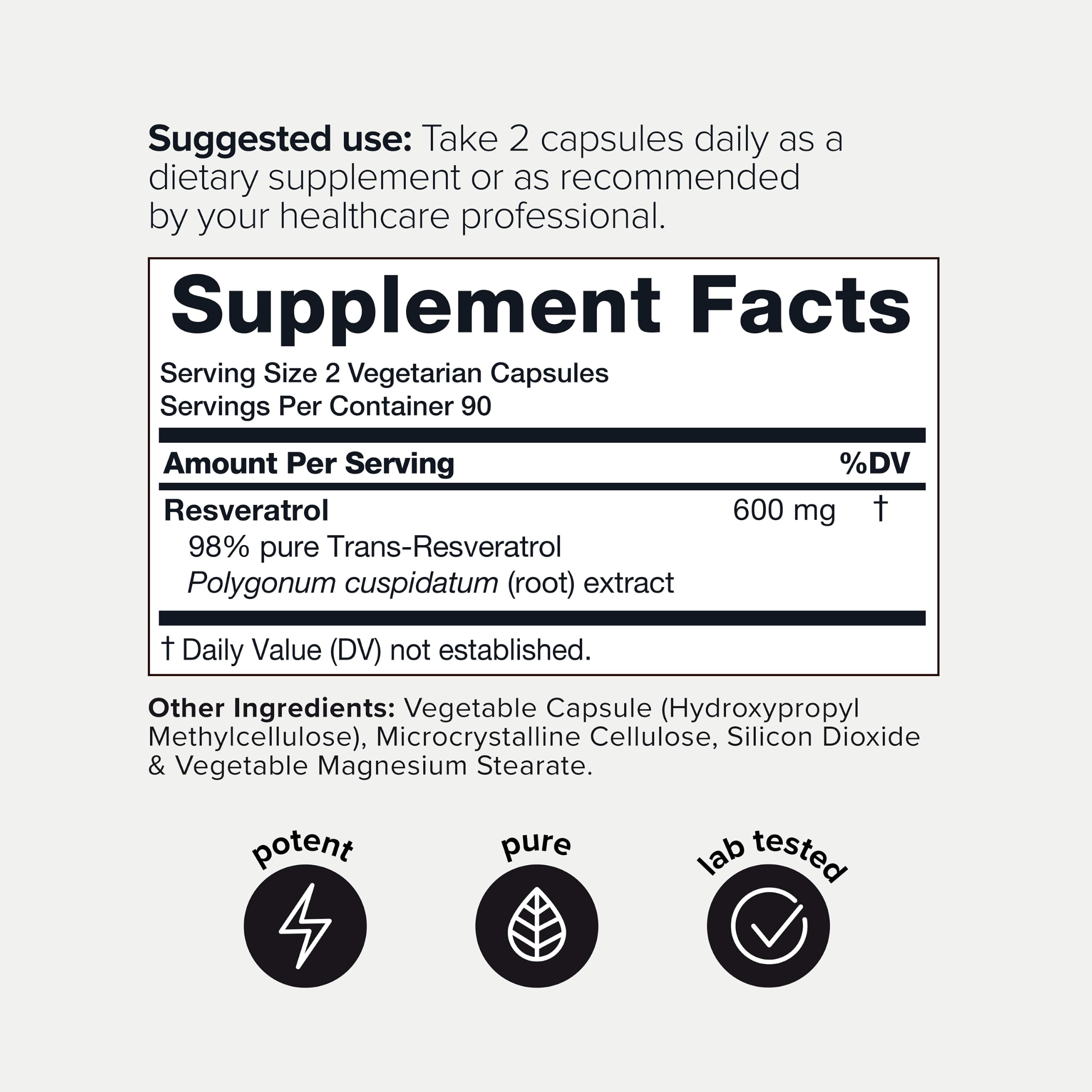 Toniiq NSF Certified Ultra High Purity Resveratrol Capsules | 98% Trans-Resveratrol - Highly Purified and Bioavailable - 180 Caps Resveratrol Supplement