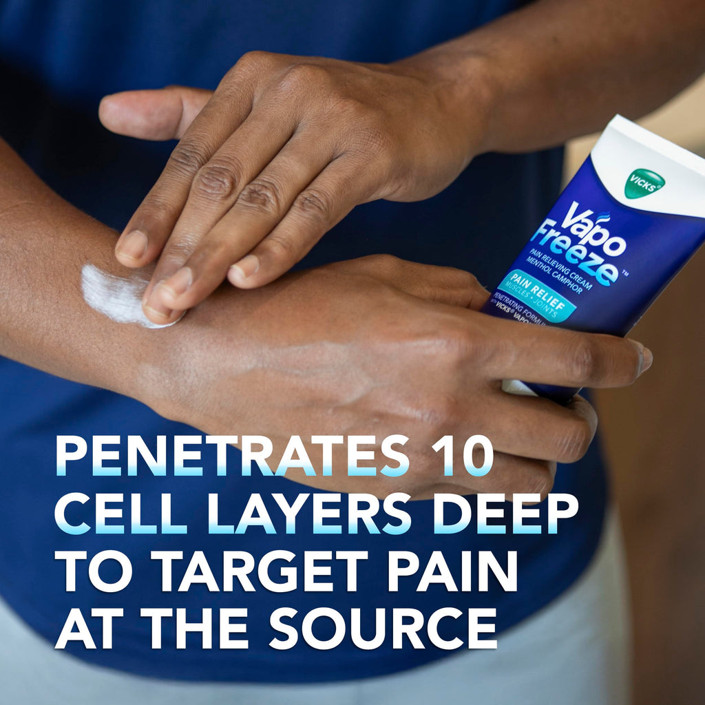 Buy now Vicks VapoFreeze Topical Pain Cream 3.0oz, Maximum Strength Menthol+ for Muscle Pain Relief, Joint Pain Relief, Knee Pain Relief, Back Pain Relief, Cream for Pain Relief, Topical Pain Relief at indiglob india