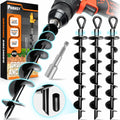 [Premium] 4PCS Ground Anchors Screw in & Power Nut Driver, Swing Set Anchor