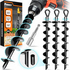 [Premium] 4PCS Ground Anchors Screw in & Power Nut Driver, Swing Set Anchor