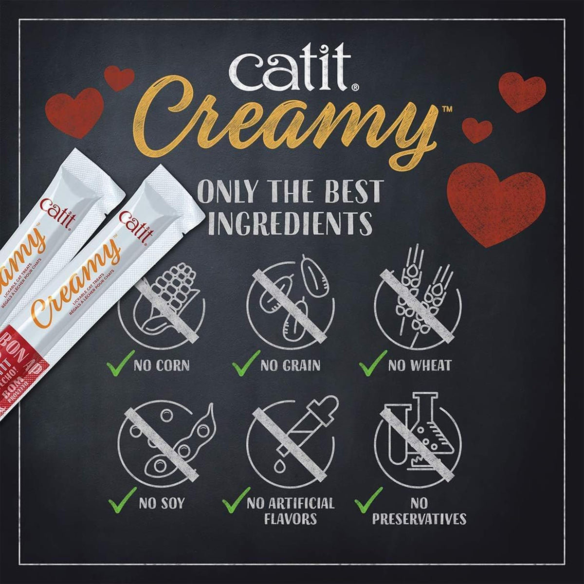 Catit Creamy Lickable Cat Treat, 72 Pack, 0.5 oz Each